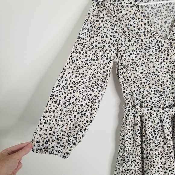 J. Crew Lightweight Cotton Puff Long Sleeve Cheetah Print Dress XS Ruffles - Picture 11 of 16